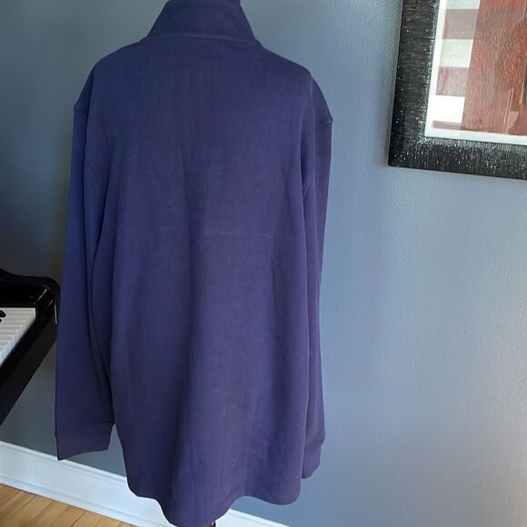 Club Room navy lightly ribbed texture 1/4 zip knit shirt. NWT. XXL. - Picture 3 of 4